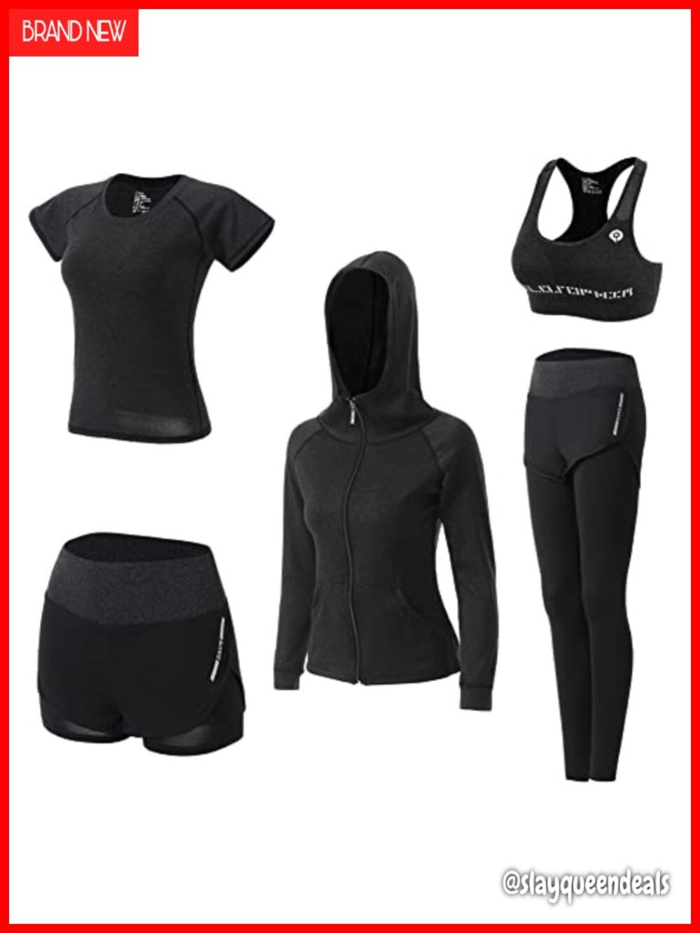 5 Piece Workout Sets for Women Yoga Running Gym Tracksuit